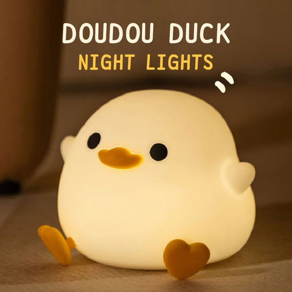 GLOWVIBE Doudou Duck Night Light, USB Rechargeable Lamp for Kids' Room