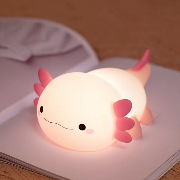 GLOWVIBE Axolotl Silicone Night Light, USB Lamp for Kids' Bedside Table